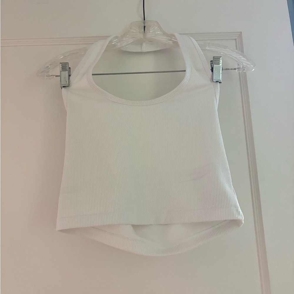 White Ribbed Women's Halter top